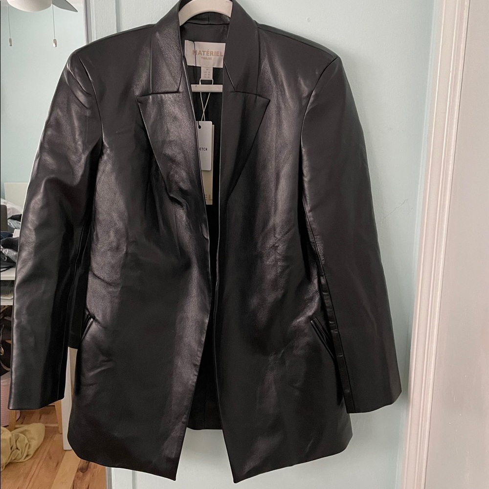 Farfetch materiel faux leather blazer